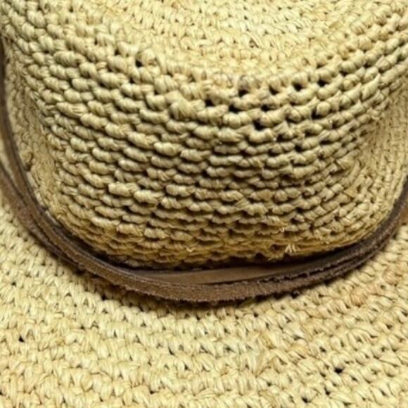 Scala Collezione Crochet Raffia Hat With Leather Trim Summer Sun Boho Beach - Picture 5 of 7